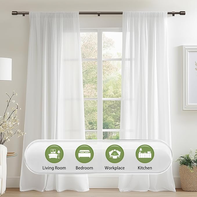 5/8” Diameter Curtain Rods 30-120 Inch, - Image 6