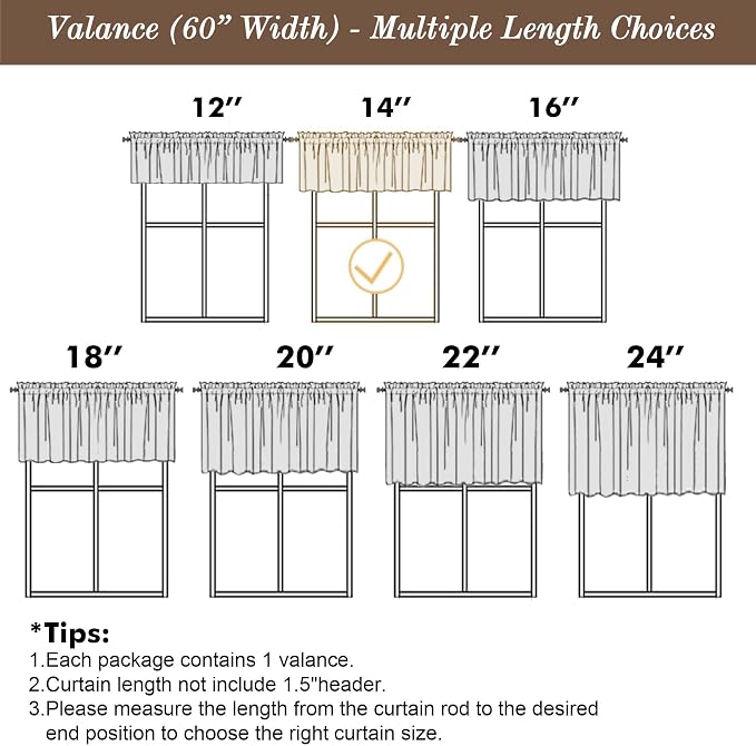 Chyhomenyc White Valance for Windows, Light Filtering Faux Linen Textured - Image 5