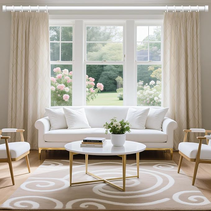 VOIIY White Curtain Rods for Windows 72 to 144 Inch, Size:36-144 Inch - Image 2