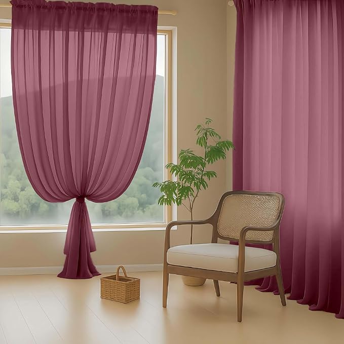 Extra Wide Sheer Curtains 84 Inches Long 2 Panels, Soft Airy Transparent Light - Image 8