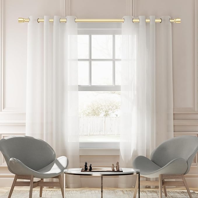 1” Diameter Gold Curtain Rod Itself is 30-60 inch 1 Pack, Fit 30 to 54 Windows - Image 2