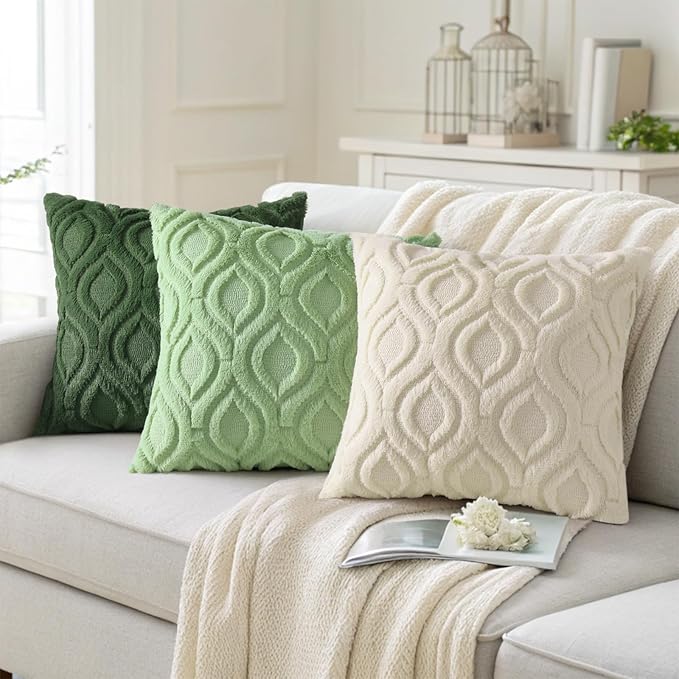 decorUhome Throw Pillow Covers 22x22 Inch Set of 2, Soft Plush Faux Wool Forest - Image 4