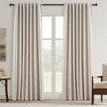 Topfinel 100 Inch Long Black Out Burlap Custom Curtains, Natural Linen Tweed by Topfinel
