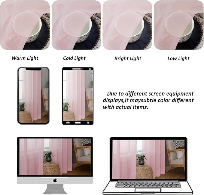 Chyhomenyc Sheer Valances for Windows 2 Pack, Small Window Curtains for Living - Image 5