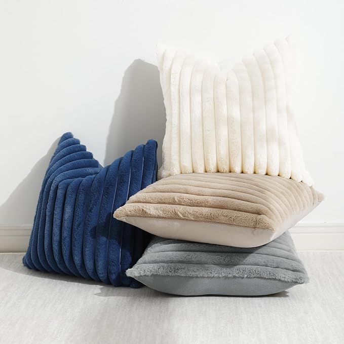 decorUhome Cozy Faux Fur Throw Pillow Covers 16x16 Set of 2 Decorative Soft - Image 5
