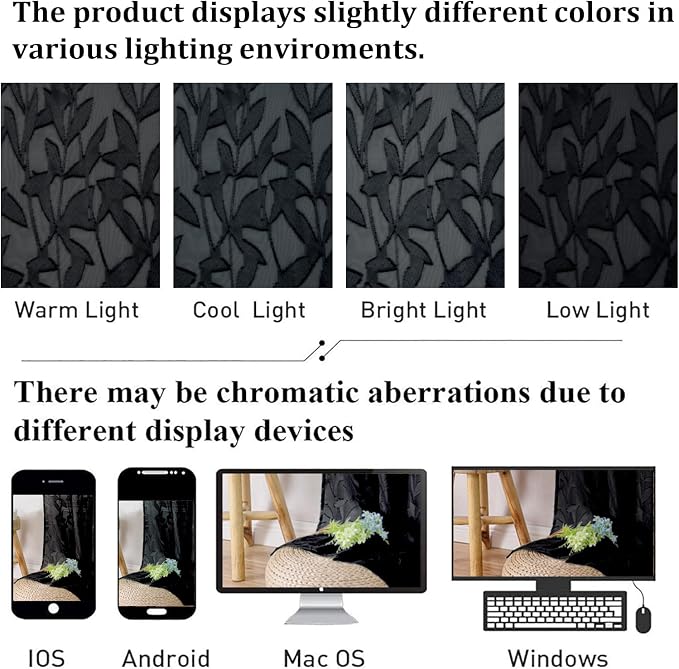 Lecloud Leia 2 Panels Sheer Black Curtains - Image 4