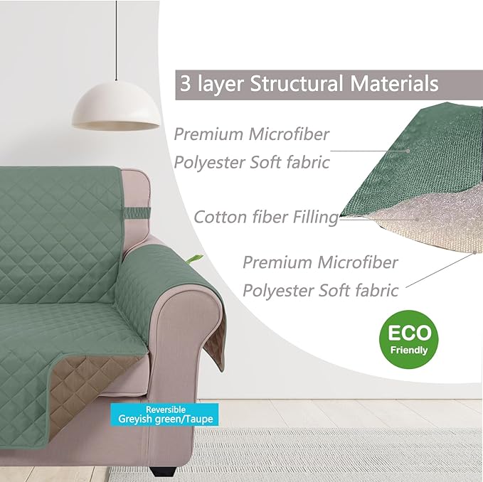 U-NICE HOME Recliner Chair Covers Reversible Quilted Water Repellent Pet - Image 5