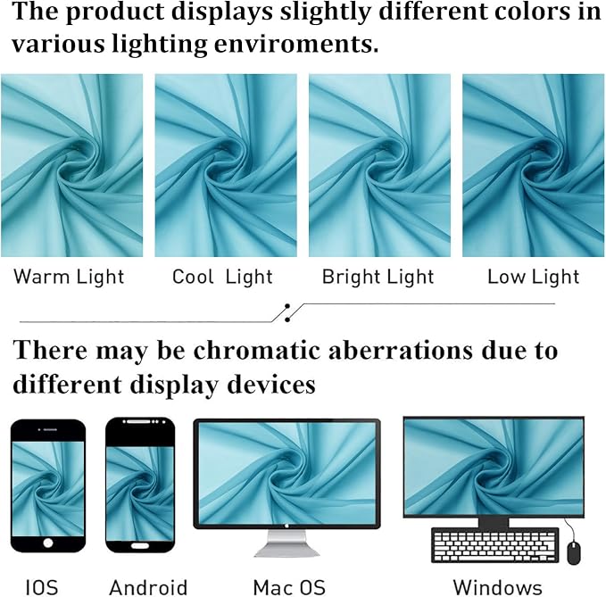 Lecloud Turquoise Sheer Curtains 72 Inches Long 2 Panels, Light Filtering Voile - Image 5