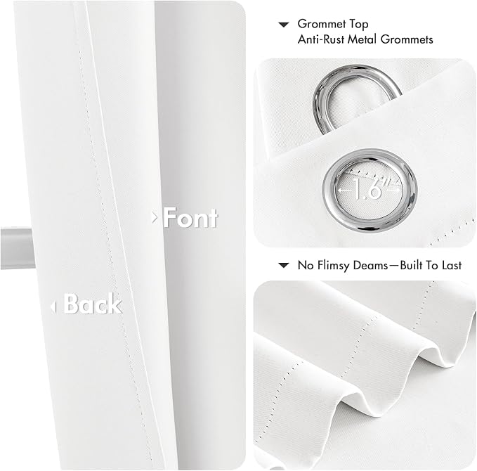 MIULEE Pure White Curtains for Bedroom Living Room 72 Inches Long 2 Panels - Image 4