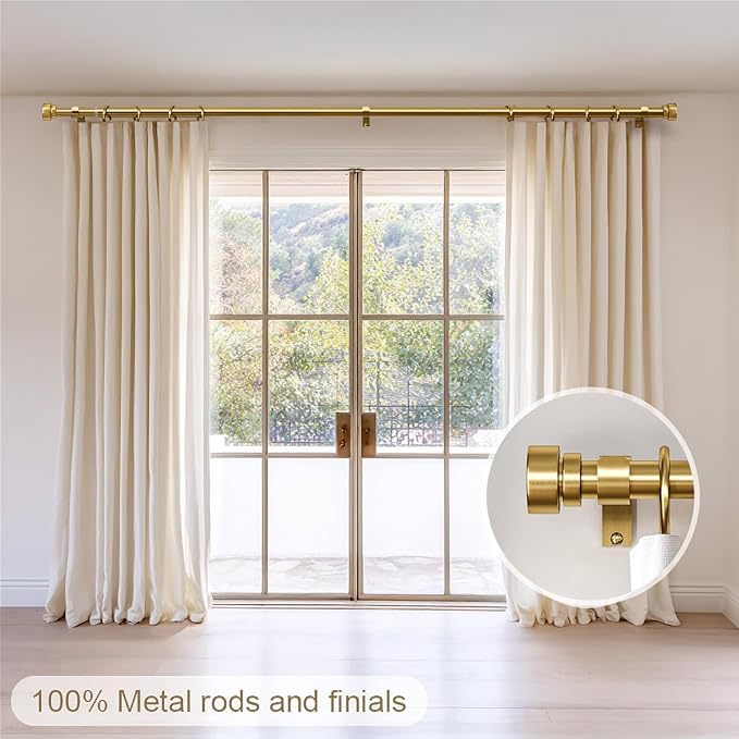 Lootkell 2 Pack Gold Curtain Rods Set - Image 2