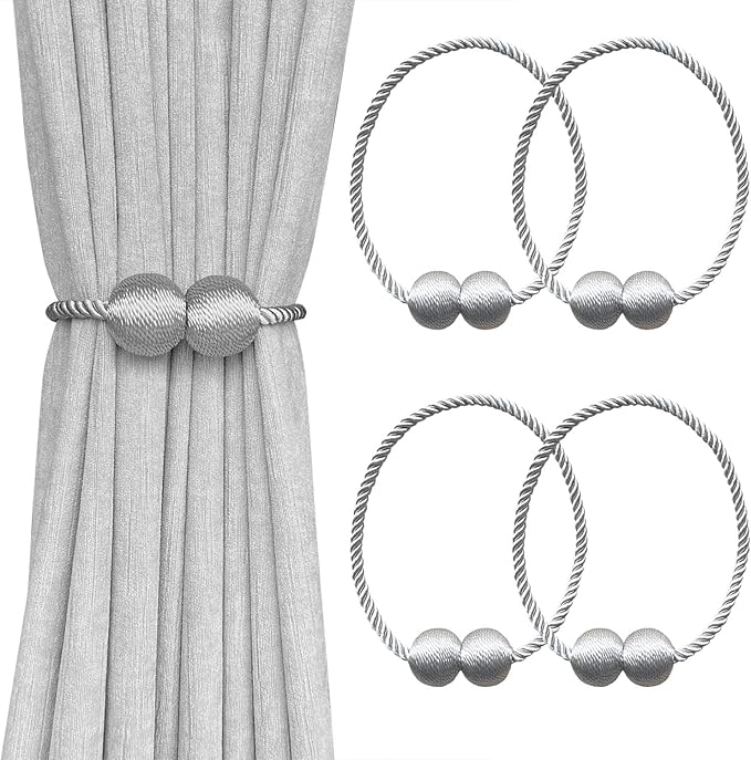 Melaluxe 4 Pack Magnetic Curtain Tiebacks, Decorative Curtain Holdbacks by Melaluxe