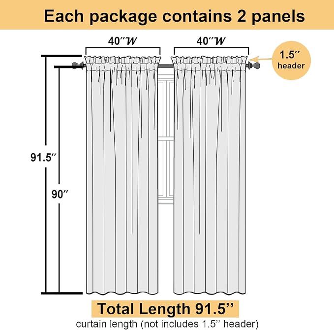 Lecloud Leia Light Grey Sheer Curtains 90 Inches Long 2 Panels, Texture Patio - Image 3