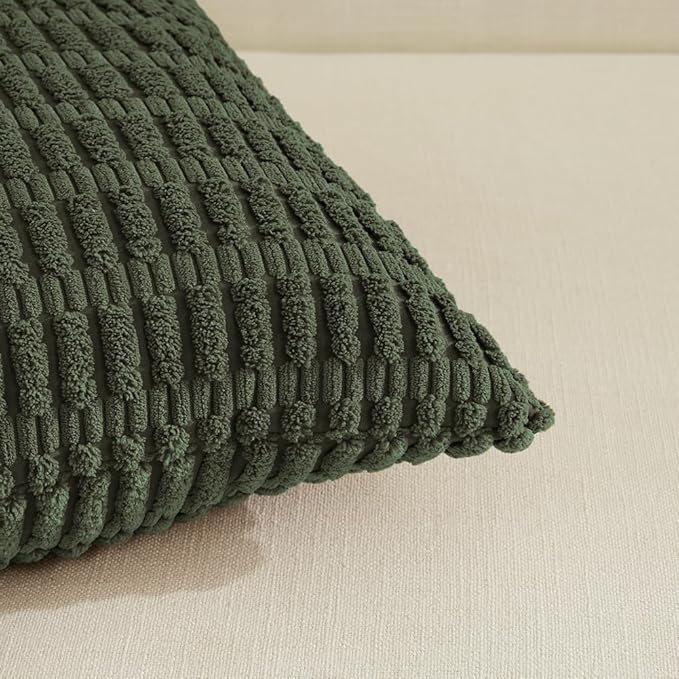 Fancy Homi 4 Packs Boho Olive Green Decorative Throw Pillow Covers 24x24 Inch - Image 4