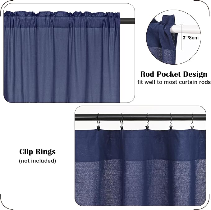 FRAMICS Farmhouse Valance Curtains, Boho Cotton Linen Kitchen Valances - Image 7