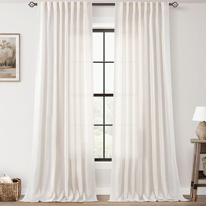 96 inch Long Linen Curtains 2 Panels by Jolilight