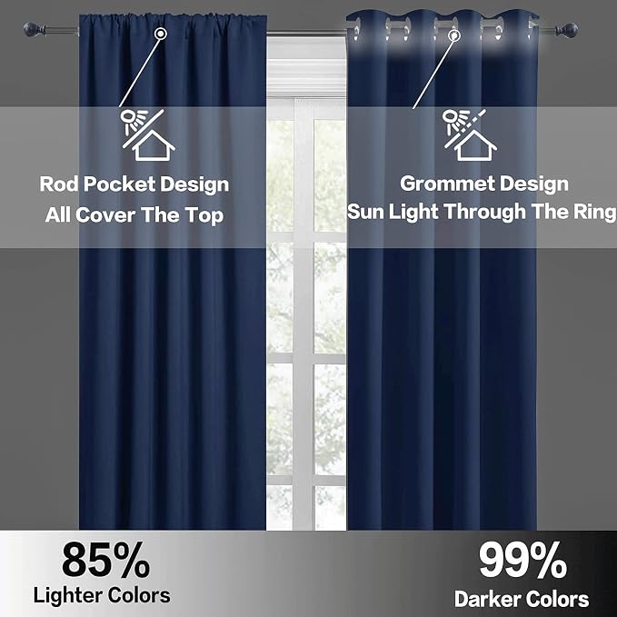 RYB HOME Blackout Cafe Curtains 30 inch Length, Short Light UV Heat Blocking - Image 6