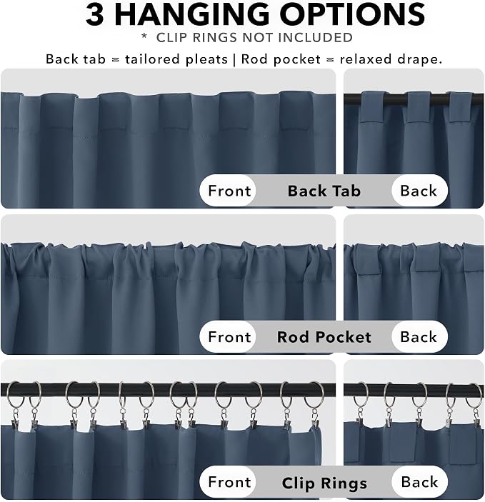 Deconovo Blackout Curtains, Thermal Insulated, W42 x L72 2 Panels, Back Tab - Image 2