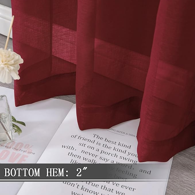 Tollpiz Short Sheer Curtains Living Room Linen Textured Curtain Sheers Light - Image 4