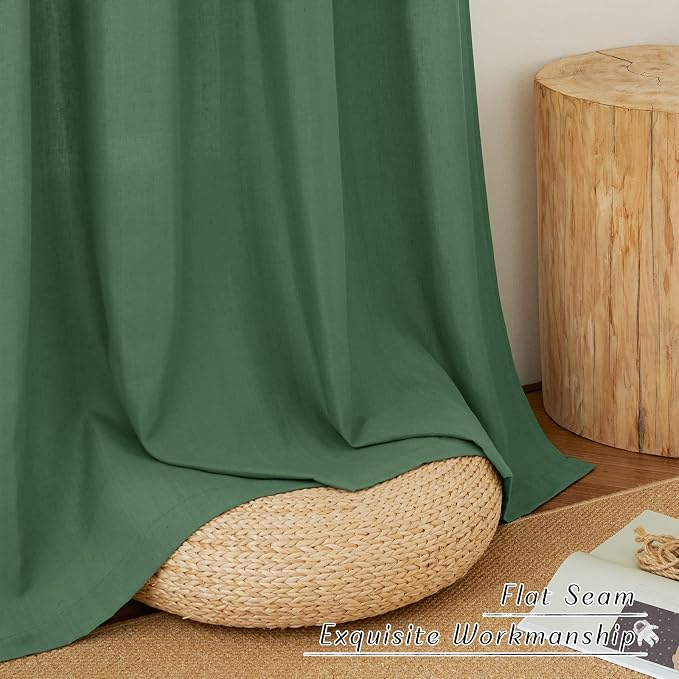 NICETOWN Olive Green Curtains 84 inch Length 2 Panels, Grommet Linen Blend - Image 6