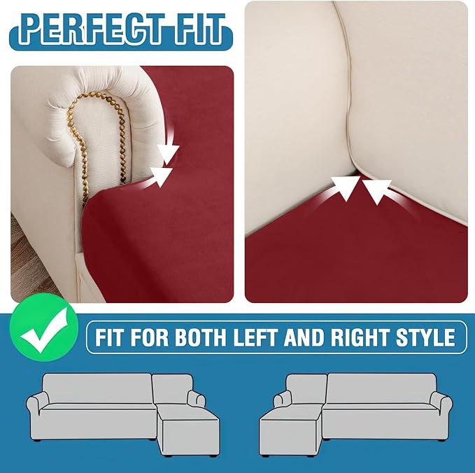 Couch Cover Stretch Velvet Sofa Cushion Cover 3-Piece - Image 8