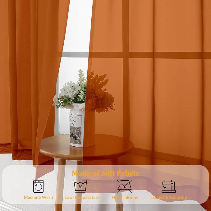 Gwine Sheer Curtains 72 Inches Long 2 Panels - Image 7