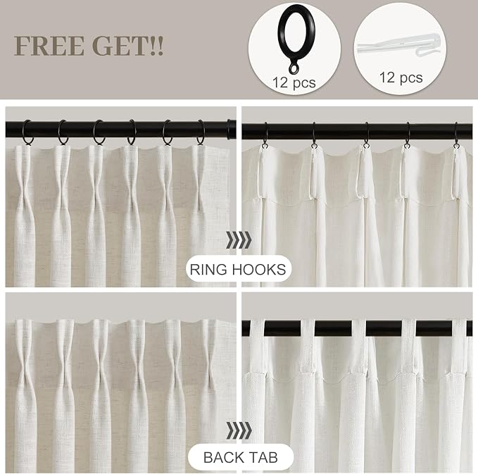 Extra Wide Pinch Pleated Linen Curtains - Image 3