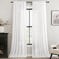 Extra Long White Curtain 108 inches Long 2 Panels Set Back Tab Light Filtering by Jolilight