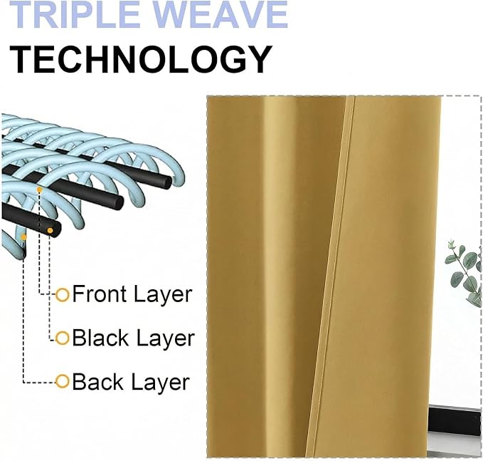 Simplebrand Ava Bright Gold Short Blackout Curtains - Image 5