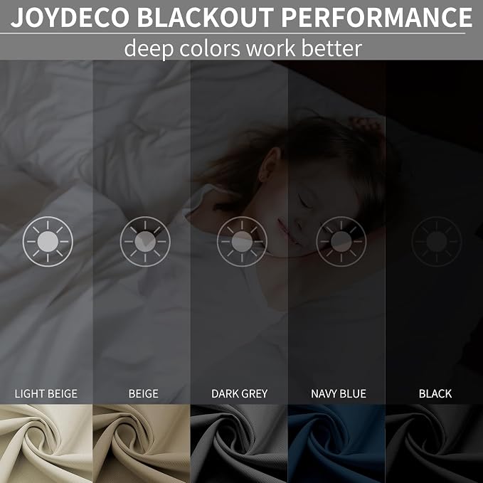 Joydeco Blackout Curtains 90 Inch Length 2 Panels Set, Thermal Insulated Long - Image 2
