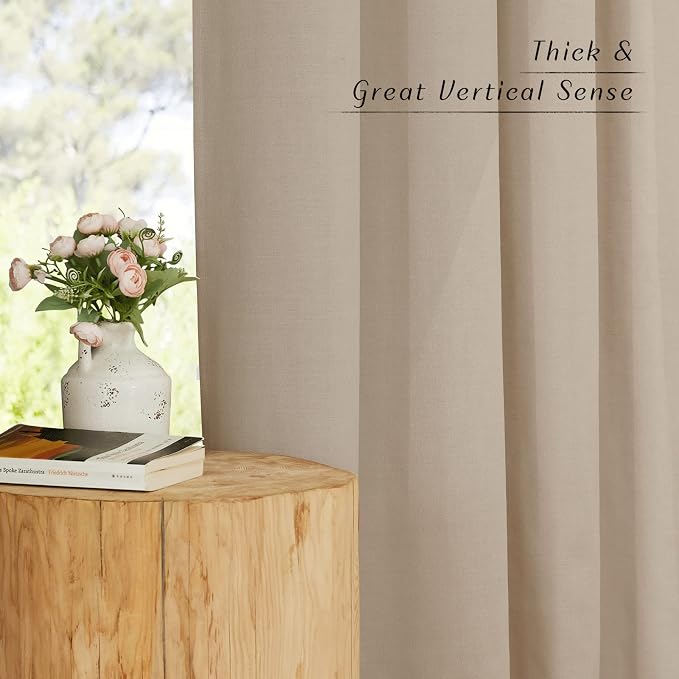 NICETOWN Thick Linen Blend 108 inches Long Curtains, Grommet Bedroom Window - Image 3
