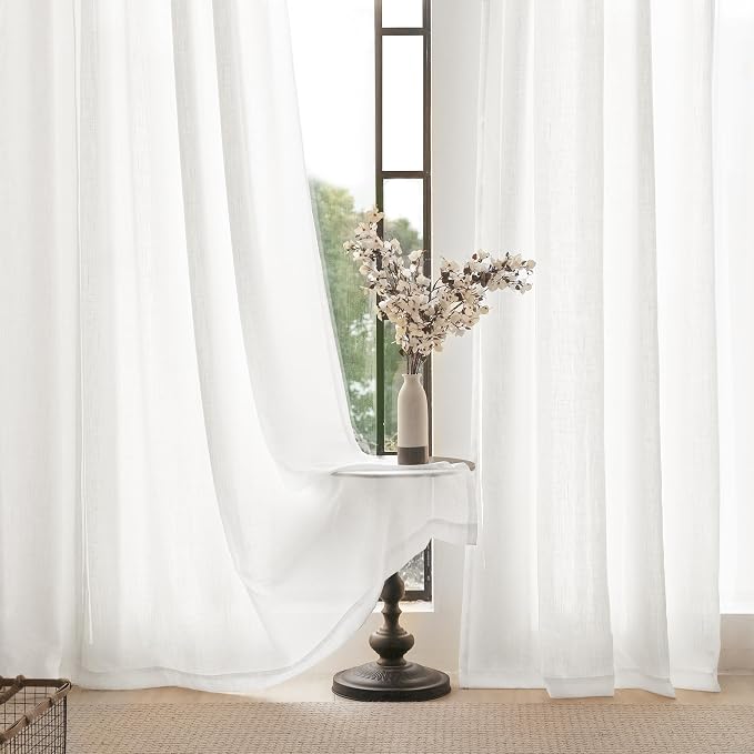 Linen White Curtains 84 inches Long - Image 5