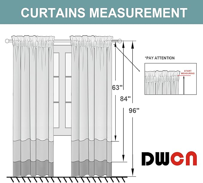 DWCN Black Sheer Curtains Semi Transparent Voile Rod Pocket Curtains - Image 8