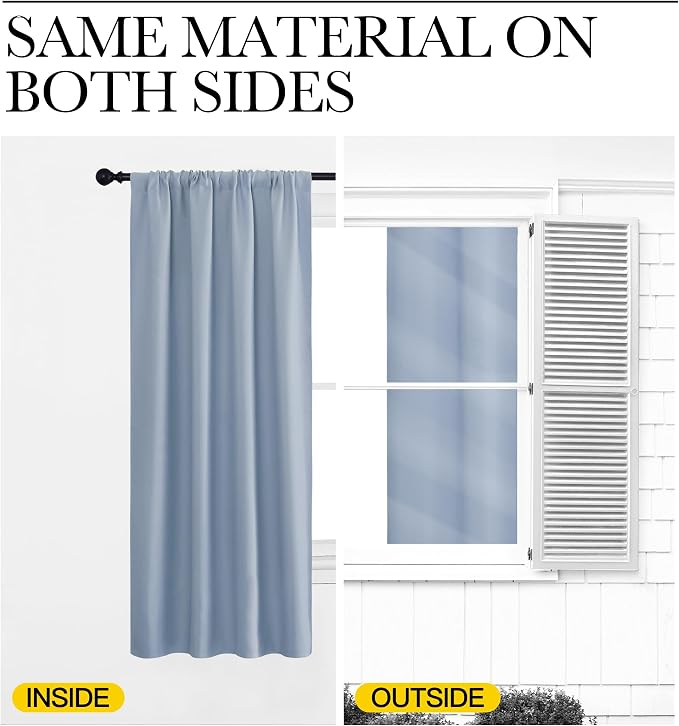NICETOWN Window Curtains Blackout Drapes, Vintage Blue, 1 Pair, 52 by 84-Inch - Image 5