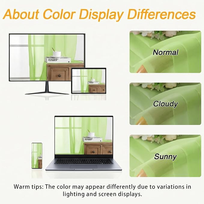 Gwine Sheer Curtains for Living Room 45 inch Length - Image 3