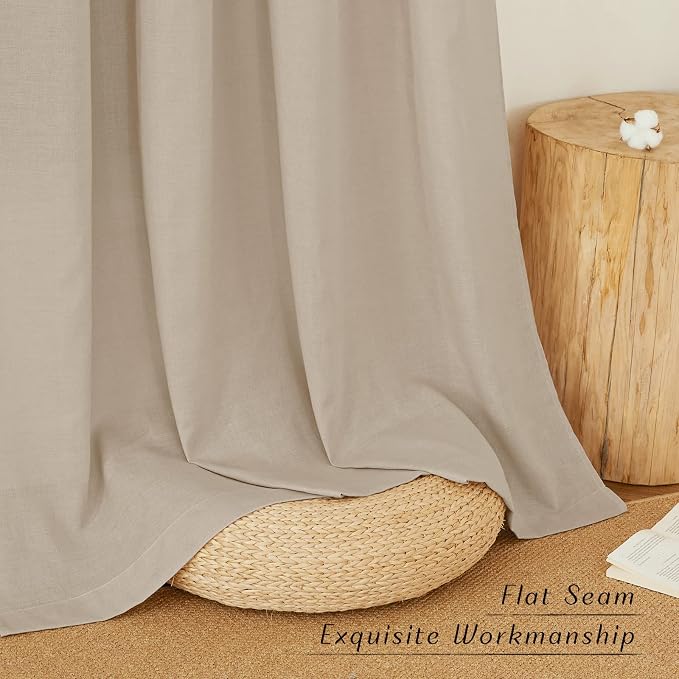NICETOWN Taupe Short Linen Curtains - Image 7
