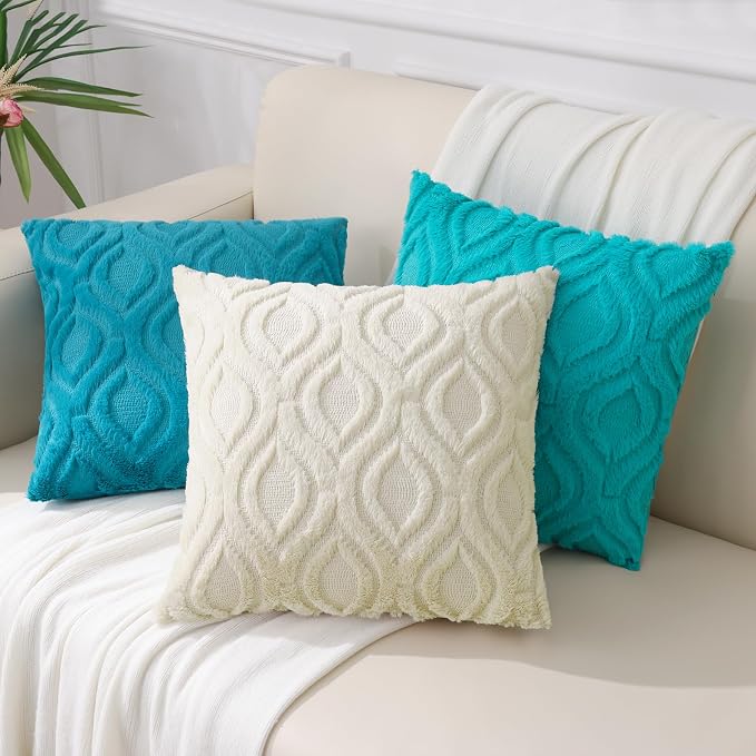 decorUhome Summer Throw Pillow Covers 26x26 Inch Set of 2, Soft Plush Faux Wool - Image 9