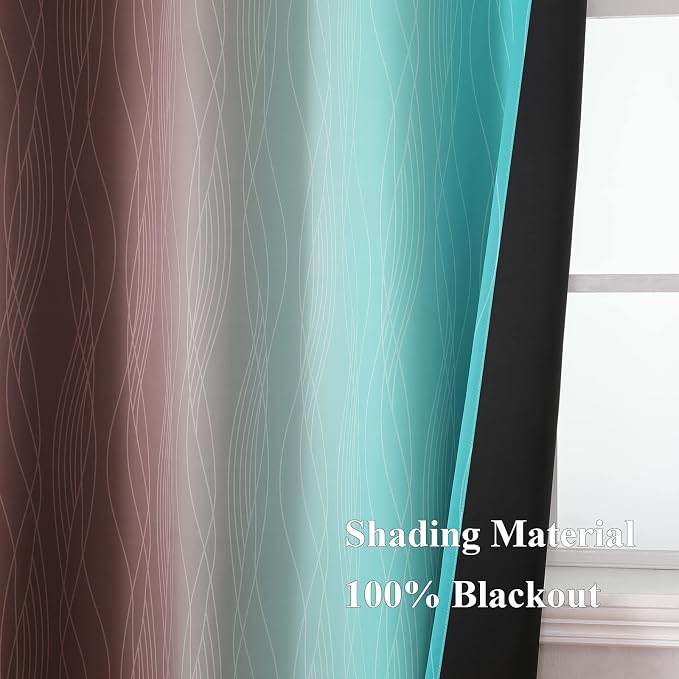 Estelar Textiler Teal and Brown Blackout Curtains - Image 5