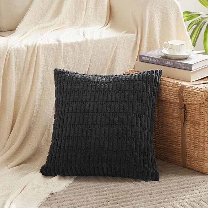 Fancy Homi 4 Packs Boho Black Decorative Throw Pillow Covers 16x16 Inch - Image 2