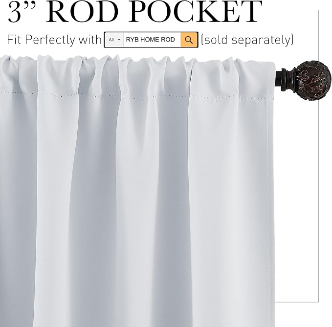 RYB HOME Large Curtains for Bedroom 84 inches Long 2 Panels Set, Privacy - Image 2