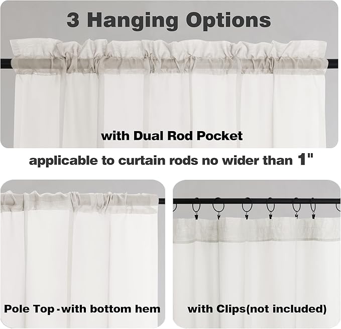 Chyhomenyc Ivory Sheer Curtains Tier 36 inch Length 2 Panels, Light Filtering - Image 4