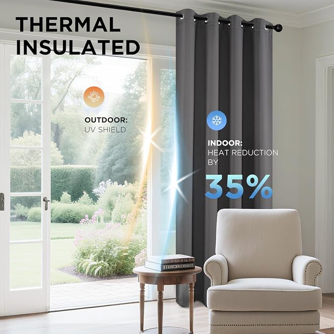 Joydeco Blackout Curtains 45 inch Length 2 Panels Set, Thermal Insulated Long - Image 4