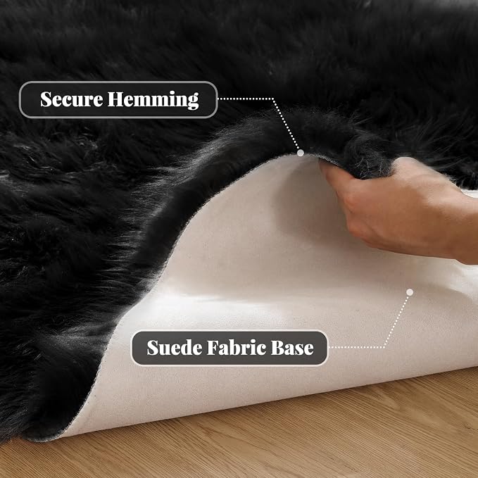 ORINOVA Washable Faux Fluffy Fur Round Area 6.6ft Rugs - Image 2