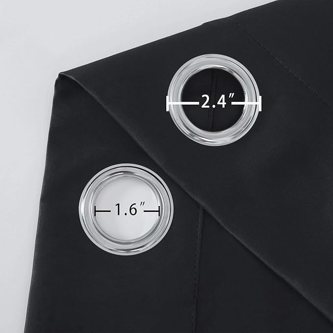 LEMOMO Blackout Curtains 52 x 108 inch/Black Curtains Set of 2 Panels/Thermal - Image 5