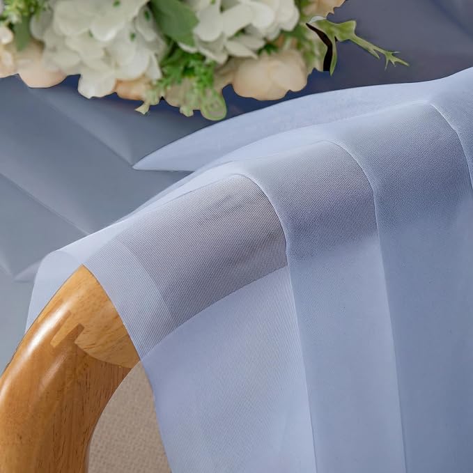 Lecloud Denim Blue Sheer Curtains 90 Inches Long 2 Panels, Voile Rod Pocket - Image 8
