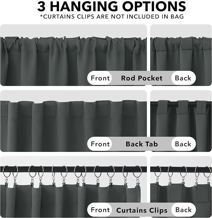 Deconovo Blackout Curtains, Thermal Insulated, W52 x L84 2 Panels, Back Tab - Image 2
