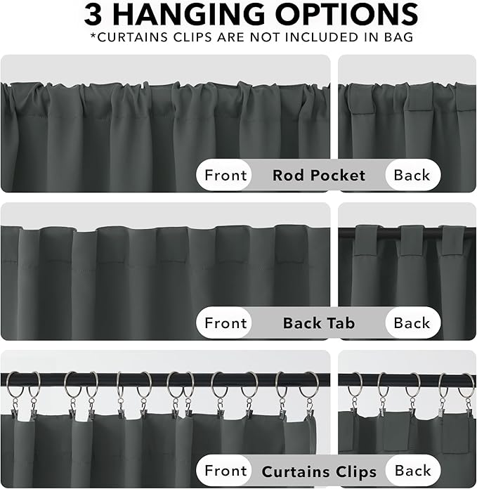 Deconovo Rod Pocket and Back Tab Curtains Room Darkening Curtains Blackout - Image 2