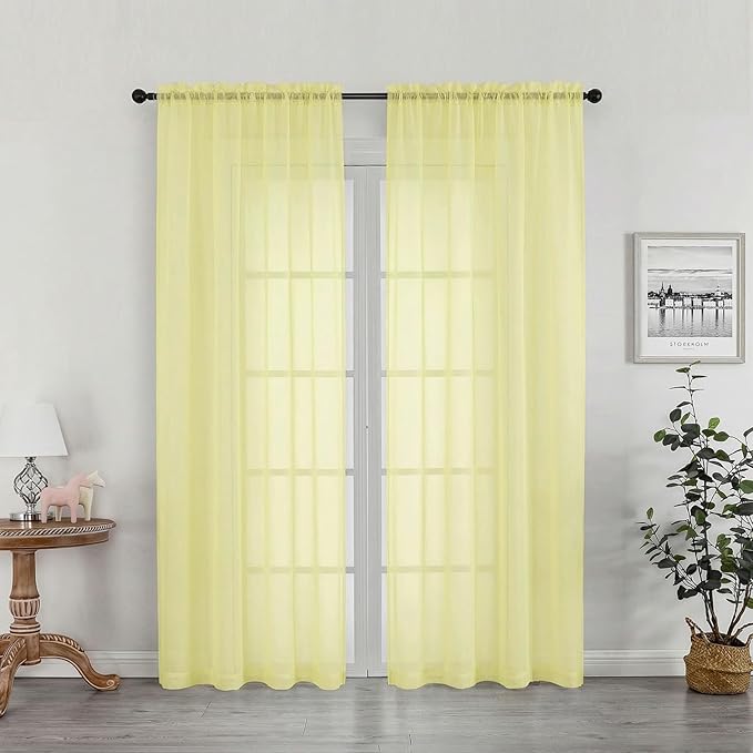 OWENIE Sheer Curtains 78 Inches Long 2 Panels Set by OWENIE