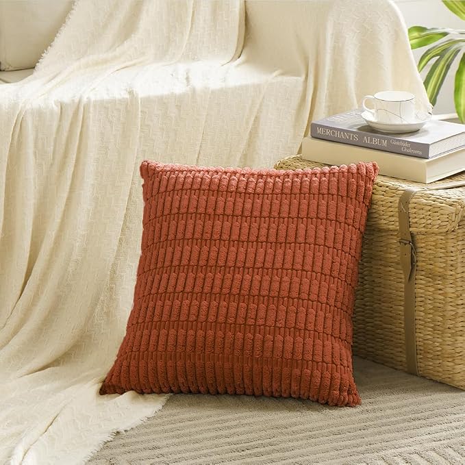 Fancy Homi 4 Packs Boho Burnt Orange Fall Decorative Throw Pillow Covers 14x14 - Image 2