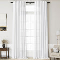 Nanspring White Linen Curtains for Living Room 123 Inches Long Extra Long Back by Nanspring