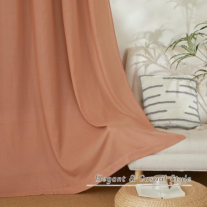 NICETOWN Linen Curtains for Windows 90 inch Long, Grommet Semi Sheer Vertical - Image 7